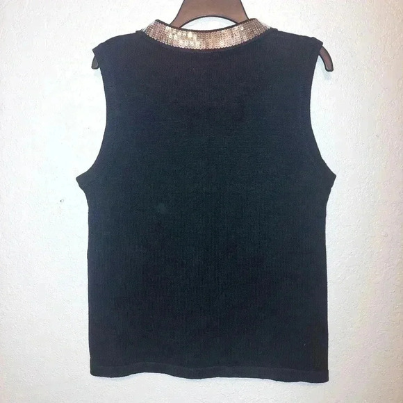 Sophia Jayne Ugly Christmas Sweater Vest Medium Black Sequins Faux Fur Snowman - Picture 2 of 10